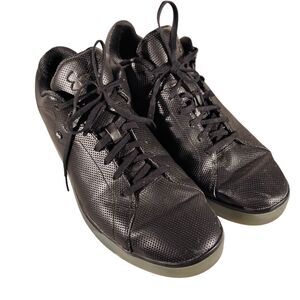 Under Armour MobTown shoes mens 13 black leather low top lace up skate 1231374
